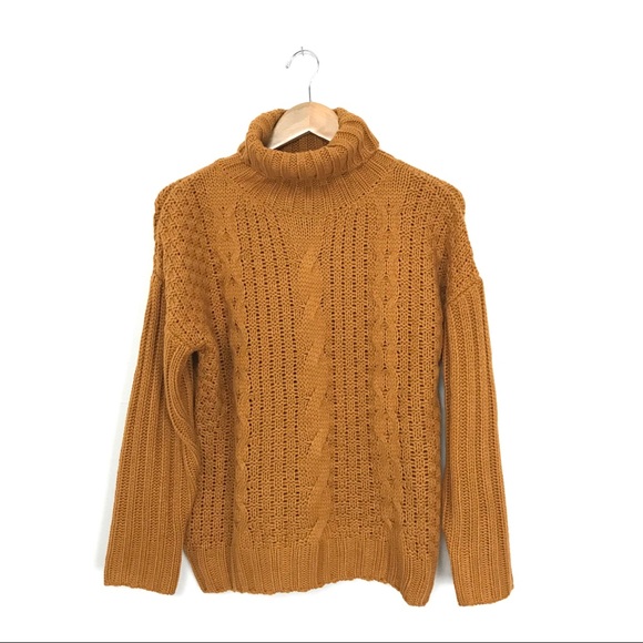 Roolee Sweaters - Roolee Chunky Cable Knit Mustard Yellow Sweater B7